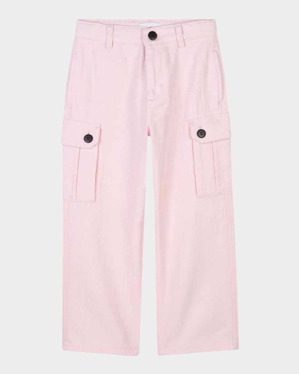 Girl's Cotton Twill Cargo Trousers, Size 2-4